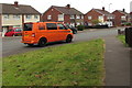 ST3091 : Orange van, Larch Grove, Malpas, Newport by Jaggery