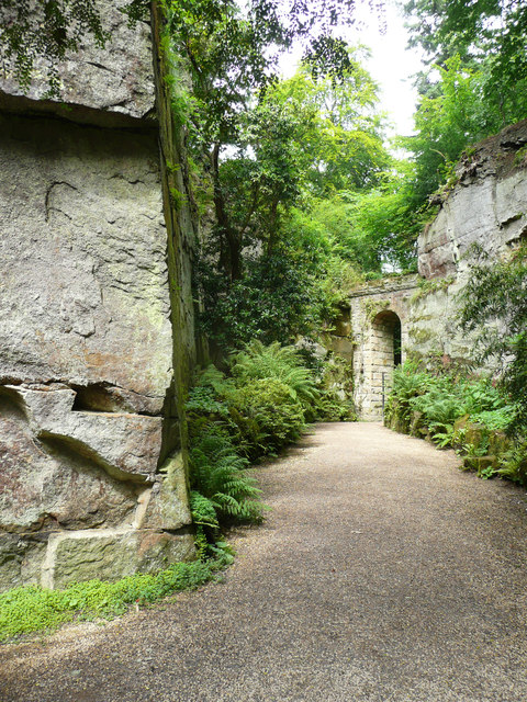 Path in a rock cutting, Belsay Hall Gardens