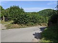 Steep downhill lane outside the entrance to Weir Park Farm