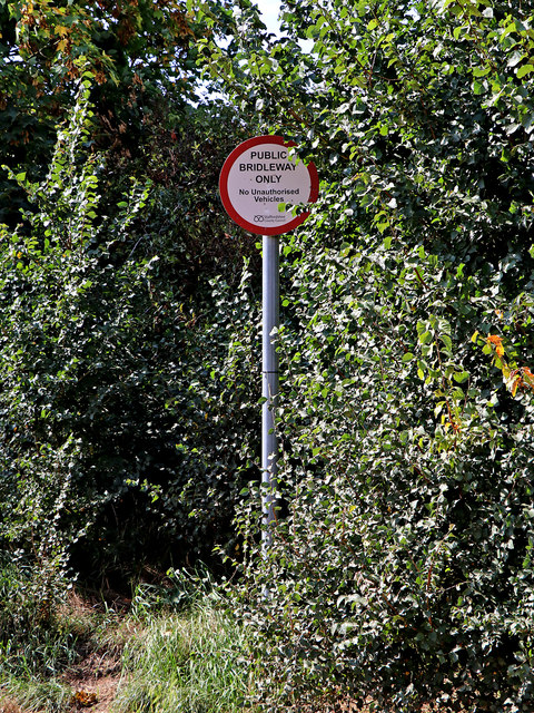 Bridleway sign near Norton in Stourbridge