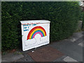 Utility cabinet with rainbow design