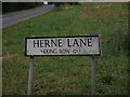 TF9405 : Road sign for Herne Lane by David Pashley
