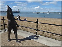 TR1768 : Statue of Amy Johnson at Herne Bay by Marathon