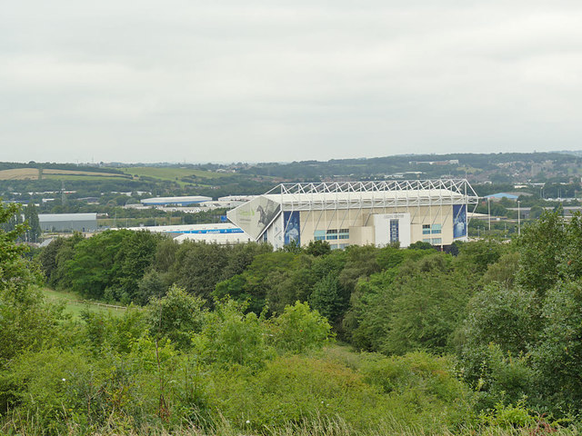 Elland Road stadium seen from Holbeck Park