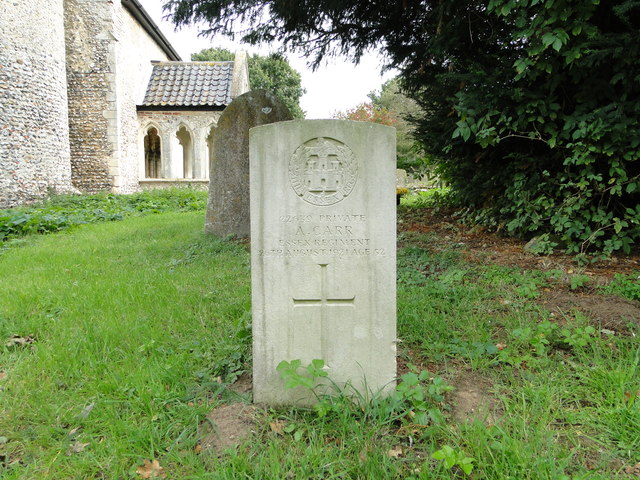 Private Arthur Carr, in Hellington churchyard