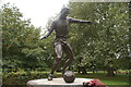 View of the statue of Lenny Campbell in Coronation Gardens