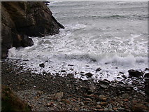 SM7624 : A stony beach in Caerfai Bay, near St David's by Humphrey Bolton
