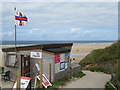 Lifeguard hut and beach at Black Cliff