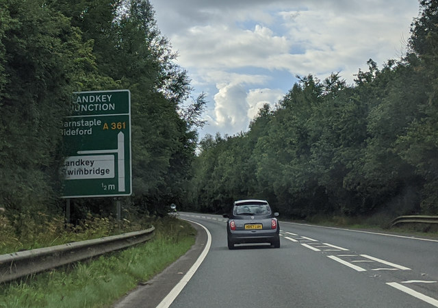 Approaching LandKey Junction in half-mile, on the A361 heading west