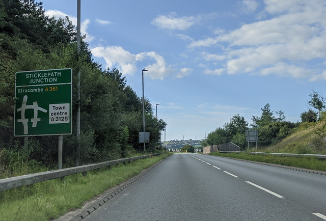 On the A361 approaching Sticklepath junction