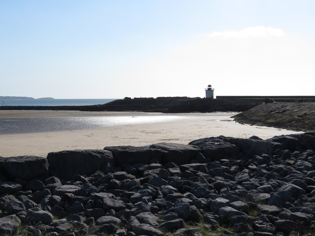 Burry Port east beach and lighthouse
