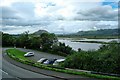 SH5838 : View across the A497 from the Ffestiniog Railway by Jeff Buck
