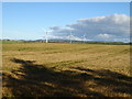 Stubble field and wind turbines near Burnhead