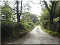 Road west from junction at Tredethy