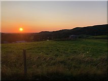 SJ9571 : Sunset from path behind Ridgegate Reservoir dam by Philip Cornwall