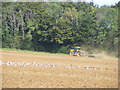 SP2527 : Gulls and crows feeding on harrowed field by Nick Barber