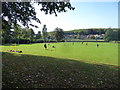 Football game on part of the school field at Much Wenlock