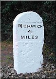 TG1705 : Old Milestone (west face) by the B1172, Norwich Road, Hethersett Parish by C Haines