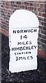 Old Milestone (west face) by the B1108, Norwich Road, Hingham