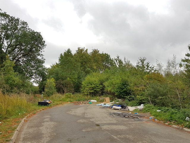 Fly-tipped waste on an old section of the A1