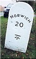 Old Milestone (west face) by the B1108, Norwich Road, Watton