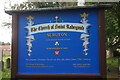 Notice board at St Rdegund Church, Scruton