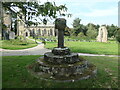 Medieval sandstone cross, Ticknall, from the south