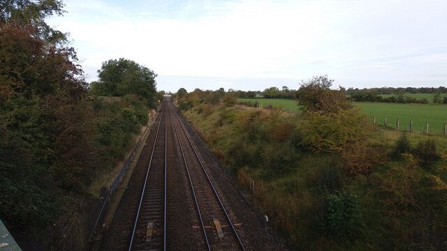 Looking along the Bicester to Banbury railway