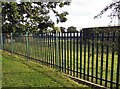 Metal fence by Warton Lane