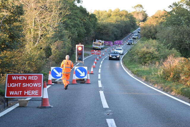 Roadworks at Brantham Bridge