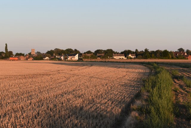 Looking across the fields to Tattingstone village