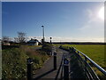 Start of cycle path by playing fields, St David