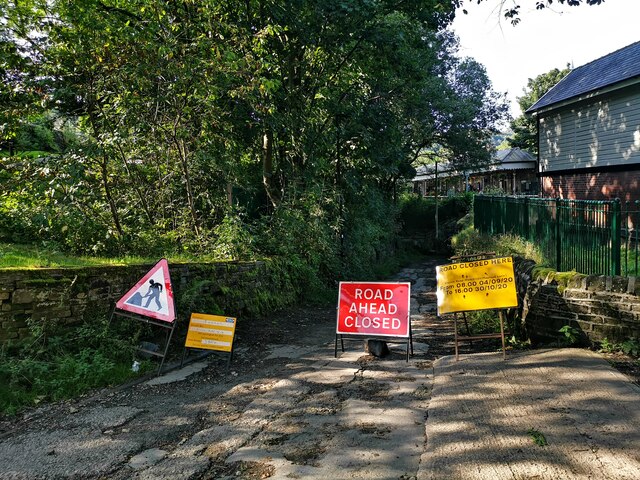 Road Closed Ahead - Mayroyd Lane near Hebden Bridge railway station