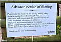 Notice advising filming, apparently for "Britannia"