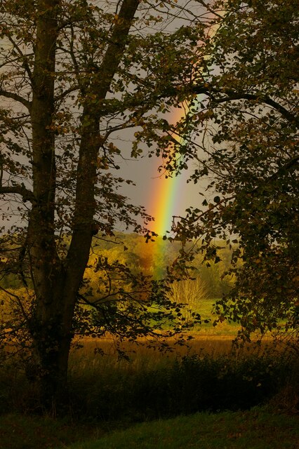 Rainbow over the water meadows, from Sibton churchyard