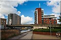 SK9671 : Brayford Way Bridge and student accommodation, Lincoln by Oliver Mills