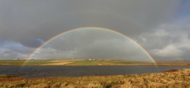 Rainbow over Easter Loch, Uyeasound
