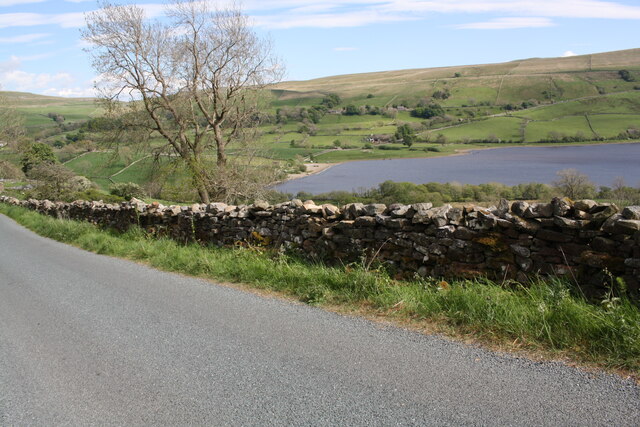 View over wall on south side of Crag Side Road towards Semer Water