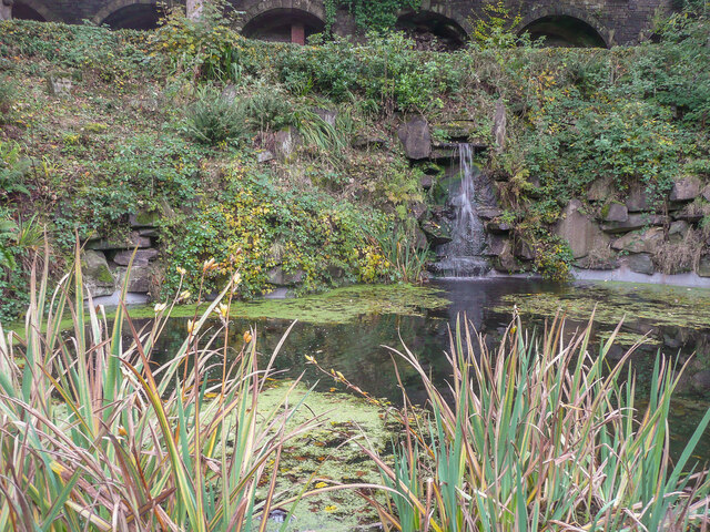 Waterfall and pond, Beaumont Park, Huddersfield