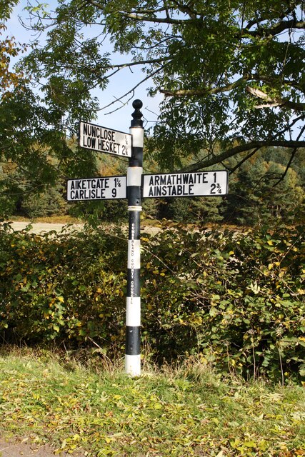 Cumberland County Council signpost at Nunclose