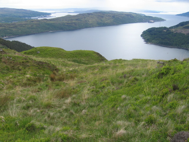 Clach Bheinn hillside towards Loch Long and Loch Goil
