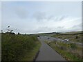 A354 in cutting; cyclists take the high route