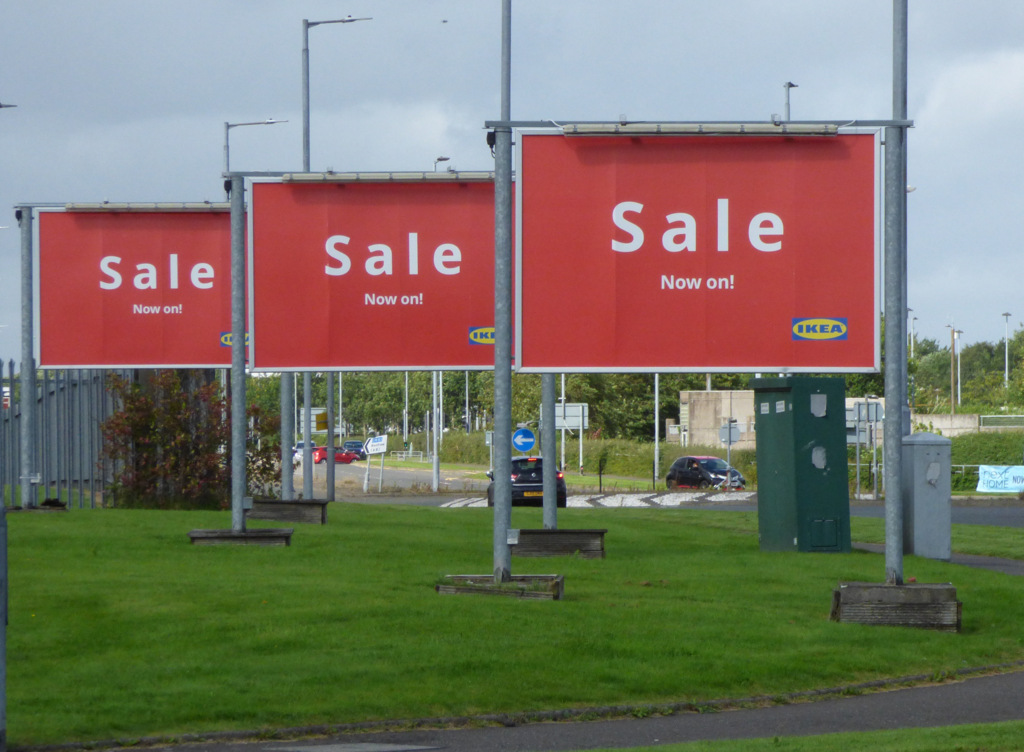 Ikea sale signs © Thomas Nugent ccbysa/2.0 Geograph Britain and