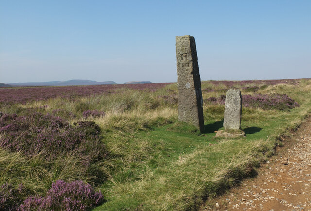 An old boundary stone and the remains of a wayside cross, Greenhow Moor