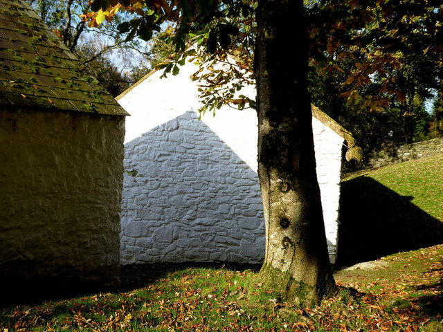 Shadow on a gable wall, Ulster American Folk Park