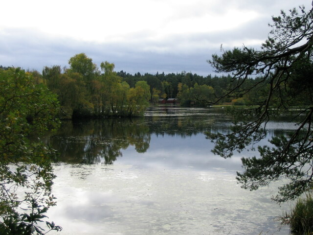Looking across Loch of Blairs towards the boathouse