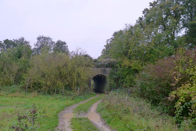 The Essex Way passing beneath the single track Braintree branch line