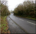 Bryn Road towards a railway bridge, Tondu