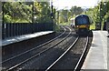 Leeds train arriving at Saltaire