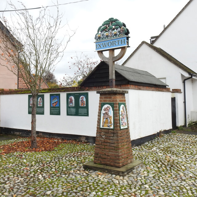 Ixworth Village Sign © Adrian S Pye Cc-by-sa 2.0 :: Geograph Britain 